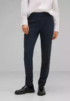 Брюки из ткани STREET ONE с узором "елочка", синий