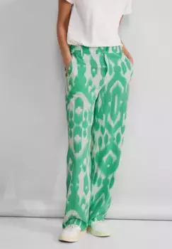Брюки из ткани STREET ONE, завышенная талия, зеленый