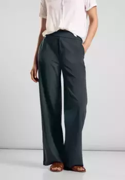 Брюки из ткани STREET ONE, завышенная талия, зеленый