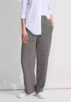 Брюки из ткани STREET ONE, завышенная талия, черный