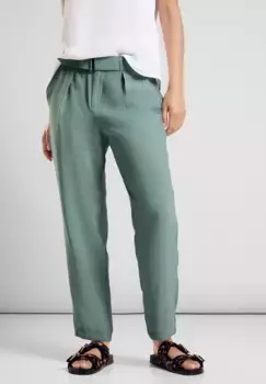 Брюки из ткани STREET ONE, завышенная талия, зеленый