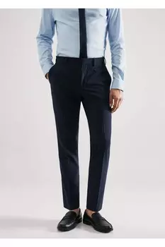 Брюки из ткани супер узкого кроя в клетку Mango, темно-синий