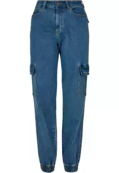 Брюки из ткани URBAN CLASSICS " Urban Classics Women's Ladies Cargo Pants из органического эластичного денима" (1 шт.), синий