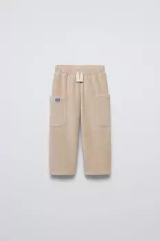 Брюки из толстого вельвета с этикеткой ZARA, светло-бежевый