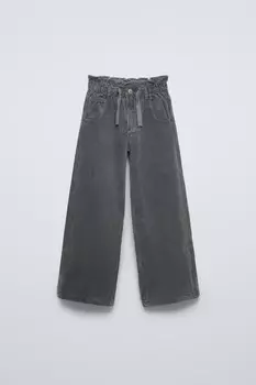 Брюки из толстого вельвета с бумажными мешками ZARA, серый