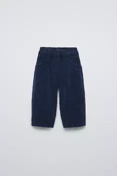Брюки из толстого вельвета ZARA, синий