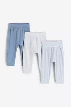 Брюки из трех пар из хлопка H&M, синий