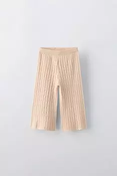 Брюки из трикотажа пуантель ZARA, середина экрю