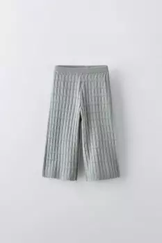 Брюки из трикотажа пуантель ZARA, синий/серый