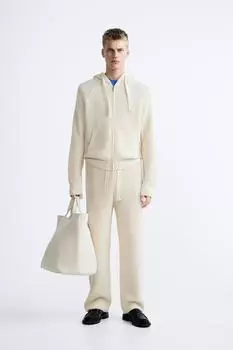 Брюки из трикотажа ZARA, экрю