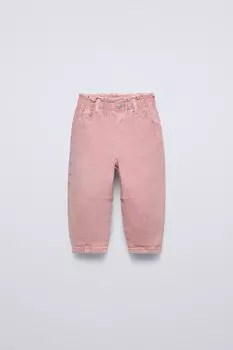 Брюки из твила с бумажными пакетами ZARA, розовый