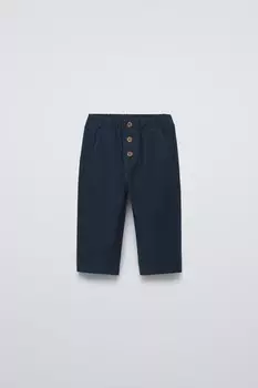 Брюки из твила с карманами ZARA, синий