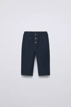 Брюки из твила с карманами ZARA, синий
