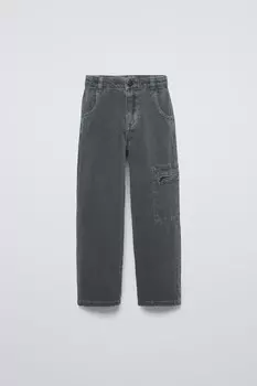 Брюки из твила с карманами ZARA, синий