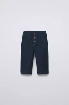Брюки из твила с карманами ZARA, синий