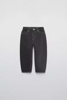 Брюки из твила с отстрочкой ZARA, антрацитово-серый