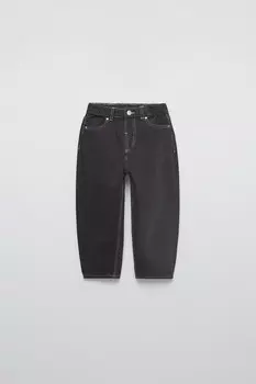 Брюки из твила с отстрочкой ZARA, антрацитово-серый