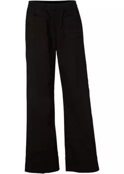 Брюки из твила с расклешенными штанинами и удобным поясом с завышенной талией Bpc Bonprix Collection, черный