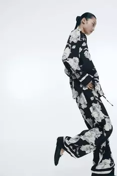 Брюки из твила с завязками H&M, черный