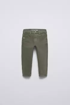 Брюки из твила стандартного кроя ZARA, хаки