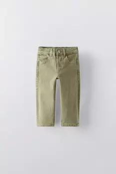 Брюки из твила стандартного кроя ZARA, зеленый