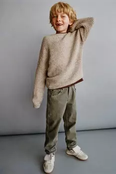 Брюки из твила ZARA, цвет mink