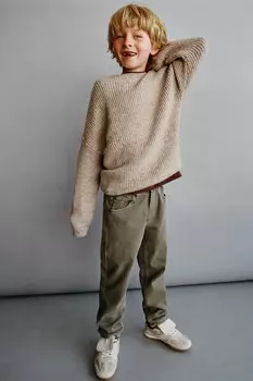 Брюки из твила ZARA, цвет mink