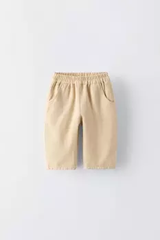 Брюки из твила ZARA, светло-бежевый