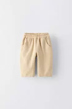 Брюки из твила ZARA, светло-бежевый