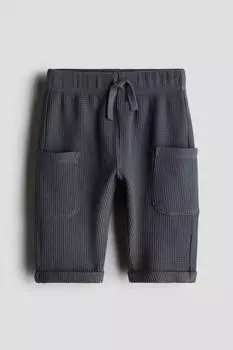 Брюки из вафельного хлопка H&M, серый