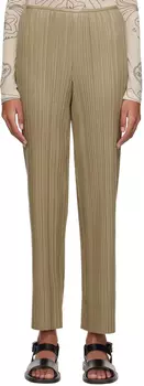 Брюки из веганской кожи Nanushka цвета хаки Emae