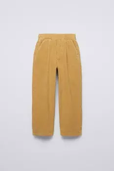 Брюки из вельвета balloon ZARA, солома