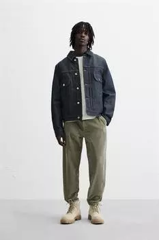 Брюки из вельвета моркового кроя ZARA, хаки