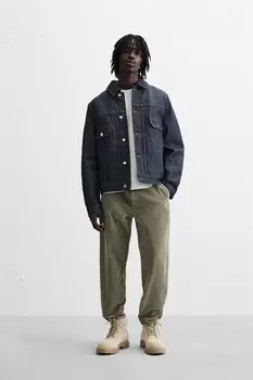 Брюки из вельвета моркового кроя ZARA, хаки