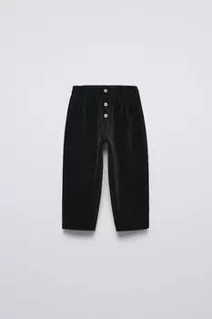 Брюки из вельвета needlecord ZARA, черный
