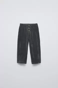 Брюки из вельвета needlecord ZARA, средне-серый