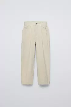 Брюки из вельвета с круглыми штанинами ZARA, экрю