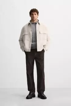 Брюки из вельвета со складками ZARA, норка