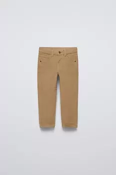 Брюки из вельвета стандартного кроя ZARA, кэмел