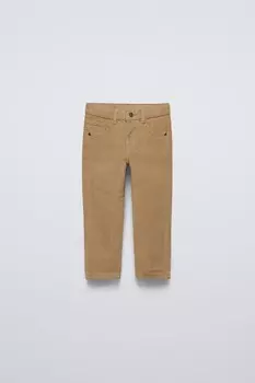 Брюки из вельвета стандартного кроя ZARA, кэмел