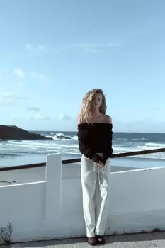 Брюки из вельвета ZARA, устрично-белый