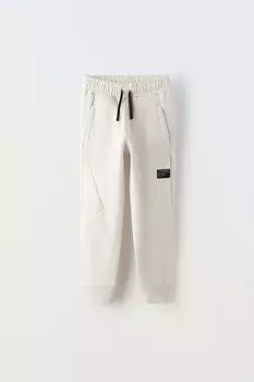 Брюки из велюра со швами ZARA, цвет ice