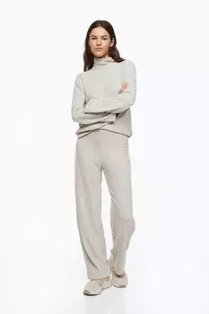 Брюки из ворсованного джерси H&amp;M, светло-бежевый меланж