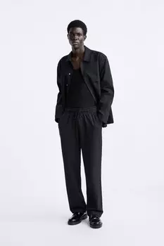 Брюки из жаккарда ZARA, черный