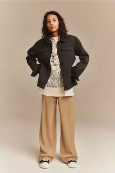 Брюки из жатого джерси H&M, бежевый