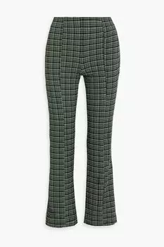 Брюки из жатого хлопка в клетку GANNI, зеленый