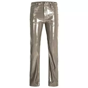 Брюки Jack & Jones Kenya Straight Faux Leat JJXX high waist, коричневый