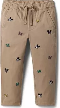 Брюки Janie and Jack Mickey Embroidered Joggers, хаки