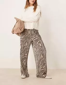 Брюки JDY плиссе с принтом зебра