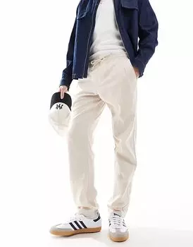 Брюки JJ Rebel из смеси льна и ткани на завязках бежевого цвета